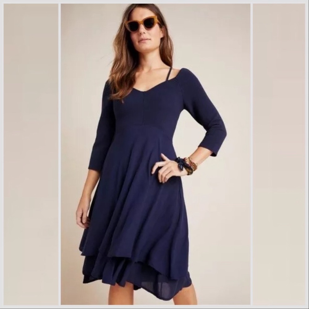 Anthropologie MAEVE Orsay navy blue dress, M.